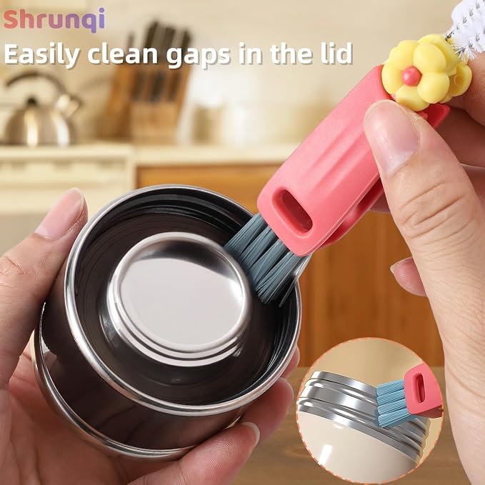 3 in 1 Cup Lid Cleaning Brush, 3 in 1 Multifunctional Cleaning Brush Portable - Image 3