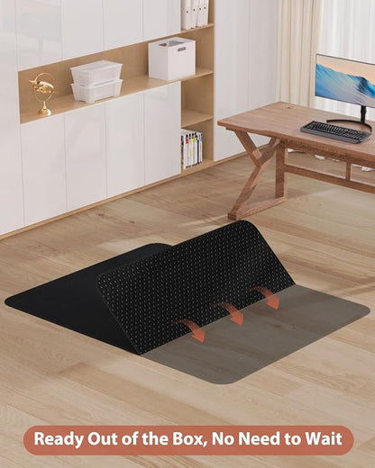 Blvornl Office Chair Mat for Hardwood Floor and Low Pile Carpet, 47" x 60" Corduroy Surface Desk Rolling Chair Mat for Hard Floors, Heavy Duty Carpeted Floor Protector Rug for Home Office, Black