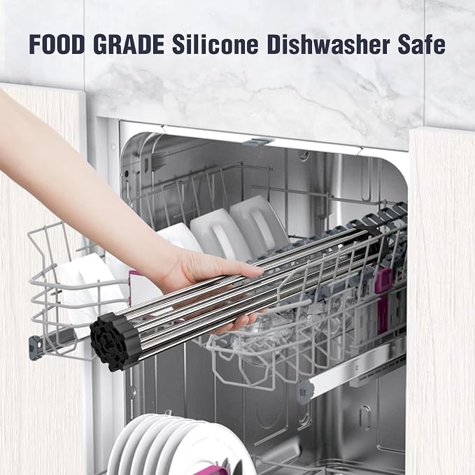 Tomorotec 17.7" x 15.5" Roll Up Dish Drying Rack Over Sink Drying Rack Sink - Image 7