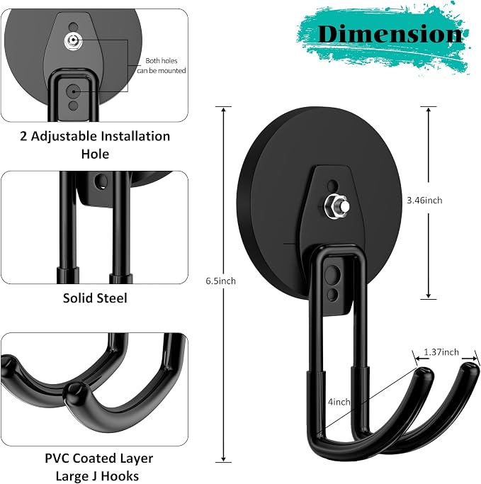 ENUODA Strong Magnetic Hooks Heavy Duty Magnetic Garage Hook, Large Magnet Hooks - Image 3