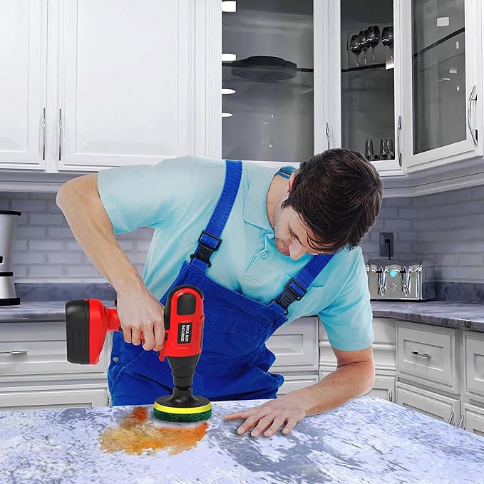 4 Inch Drill Powered Brush Tile Scrubber Scouring Pads, 6 Scrubbing Pads - Image 3
