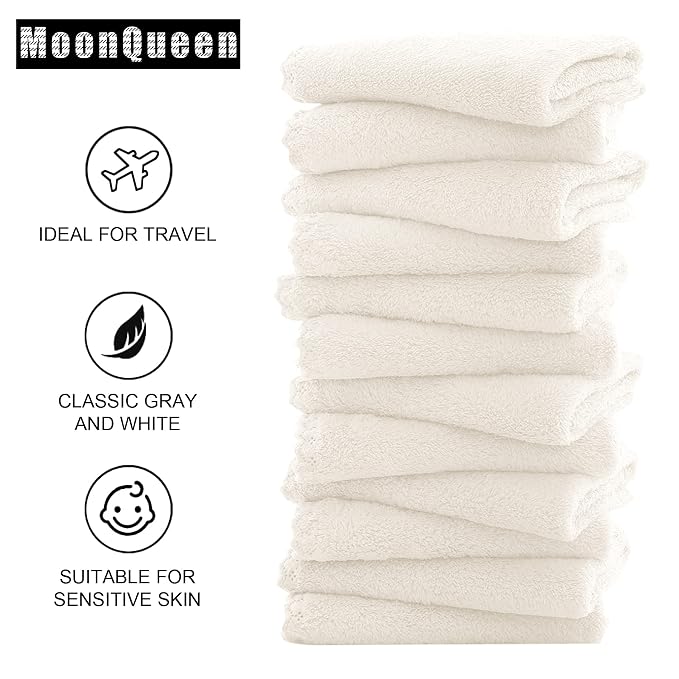 MOONQUEEN Microfiber Facial Cloths Fast Drying Washcloth 12 Pack - Image 4