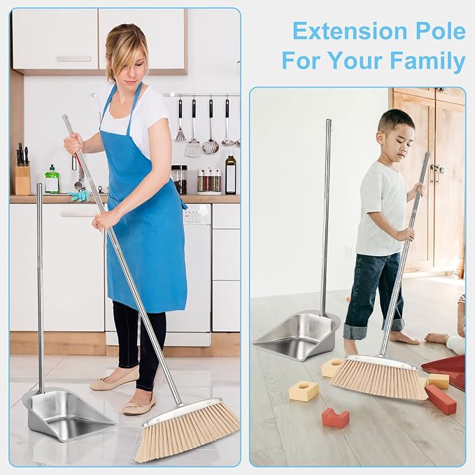 Heavy Duty Dustpan with Long Handle, VOOWO 43" Stainless Steel Dust Pan - Image 5