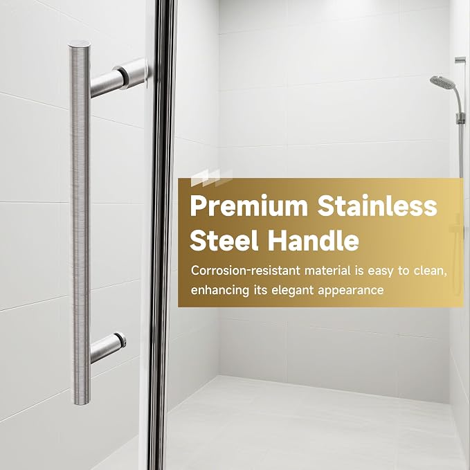 Frameless Sliding Shower Door 72” W x 76” H, 3/8” Tempered Glass, Single Bypass - Image 3