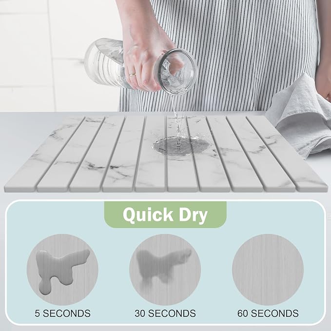 Stone Dish Drying Mat for Kitchen Counter, Versatile Stone Drying Mats for Cups - Image 2