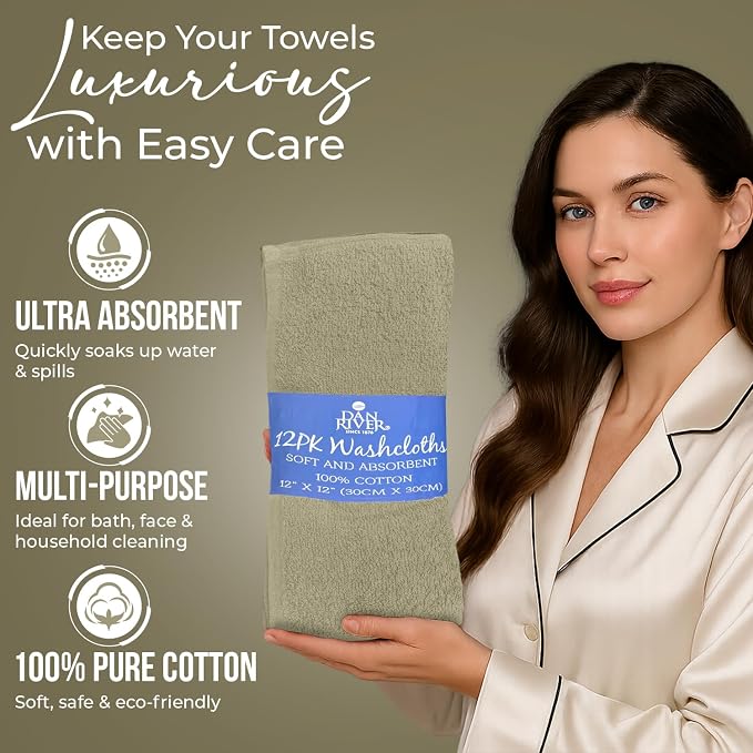 DAN RIVER 12 Pack Wash Cloths for Showering - Image 4