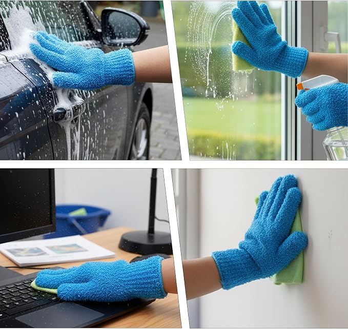 2 Pairs Microfiber Dusting Gloves, Reusable Plant Dusting Gloves Washable - Image 7