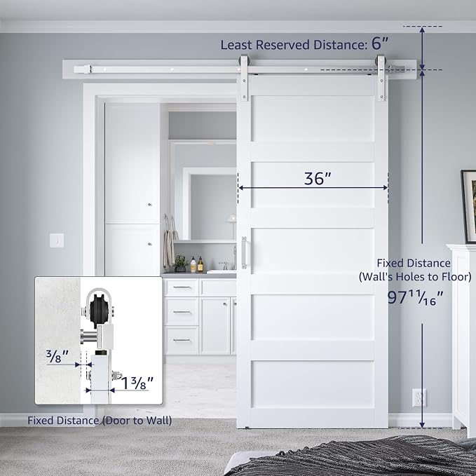 36in x 96in White Sliding Barn Door - Image 2