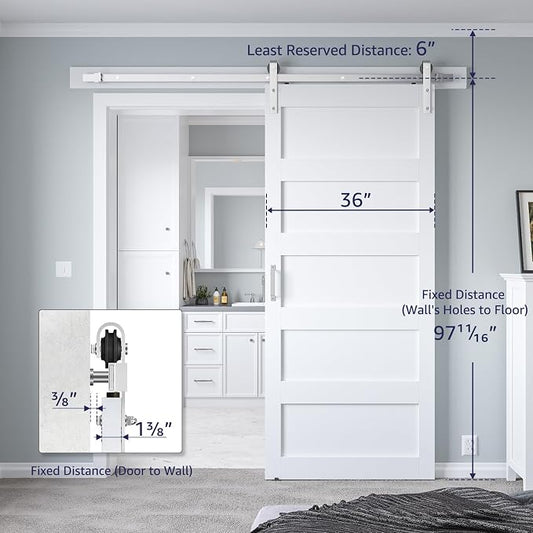 36in x 96in White Sliding Barn Door - Image 2