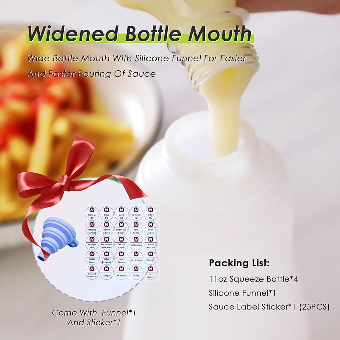 Condiment Squeeze Bottles for Ketchup Hot Sauce Liquids Oil - Image 3