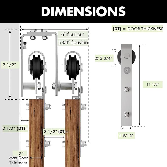 Homacer Brushed Nickel Double Track U-Shape Bypass Sliding Barn Door Hardware - Image 6