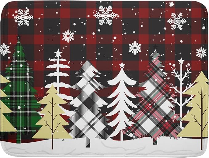 Christmas Dish Drying Mat for Kitchen Counter 16”x18” Christmas Tree Buffalo by Kawani