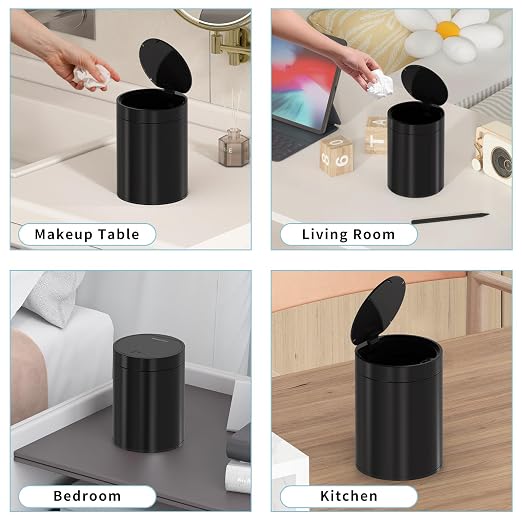 Mini Trash Can for Desk with Pop Up Lid, 1.5L Tiny Trash Can for Desk, 0.4 Gal - Image 5