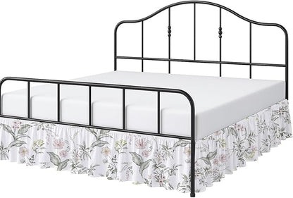 Cottington Lane Ruffled Bed Skirt Queen Size with Split Corner, Brushed Microfiber Hotel Quality Dust Ruffle, 24 Inch Drop Gathered Bedskirt, Soft, Stylish, Shrink & Fade Resistant, Morning Petals