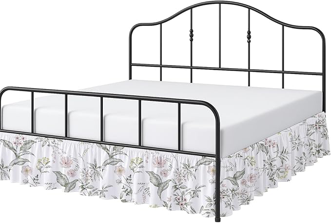 Cottington Lane Ruffled Bed Skirt Full Size with Split Corner, Brushed Microfiber Hotel Quality Dust Ruffle, 14 Inch Drop Gathered Bedskirt, Soft, Stylish, Shrink & Fade Resistant, Morning Petals