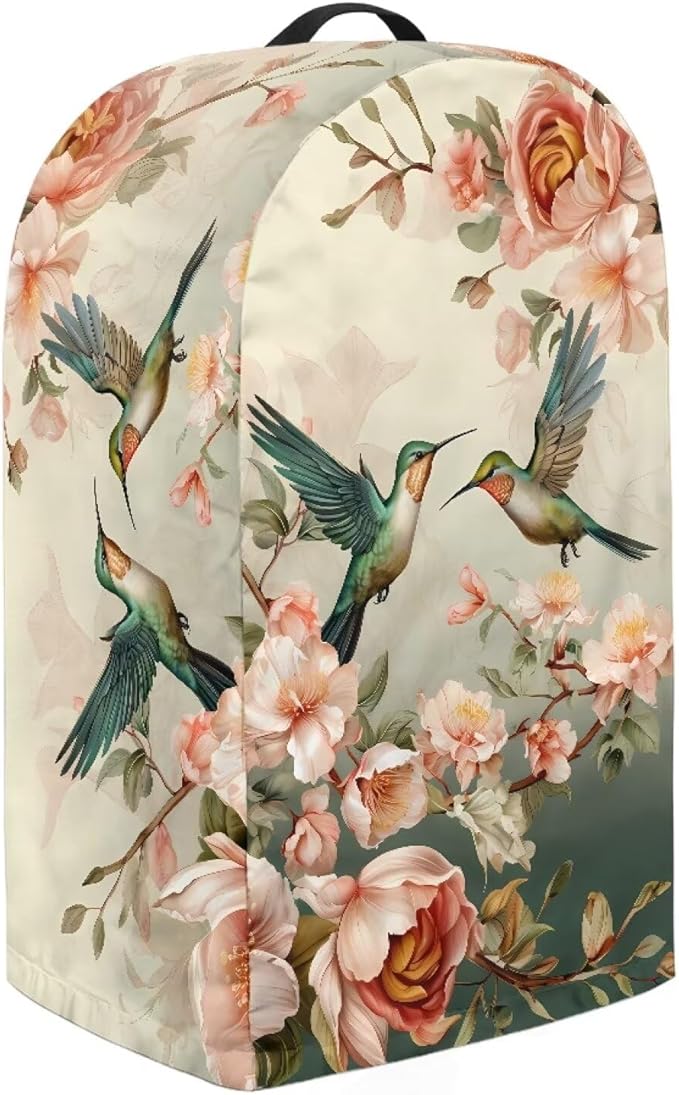 Hummingbirds Flower Blender Dust Cover Stand Mixer or Coffee Maker Appliance Covers with Drawstring, Anti Fingerprint Polyester Dust Proof Stain Resistant Blender Cover for Home Kitchen