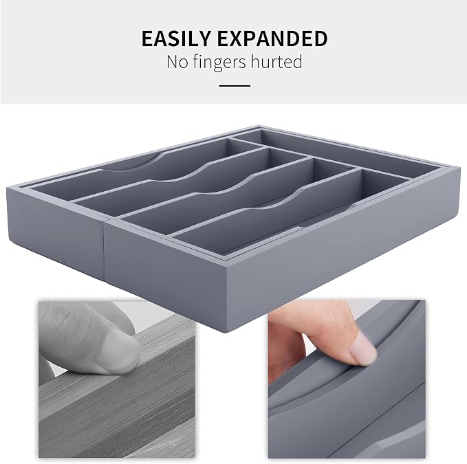 Expandable Bamboo Kitchen Drawer Organizer - Image 5