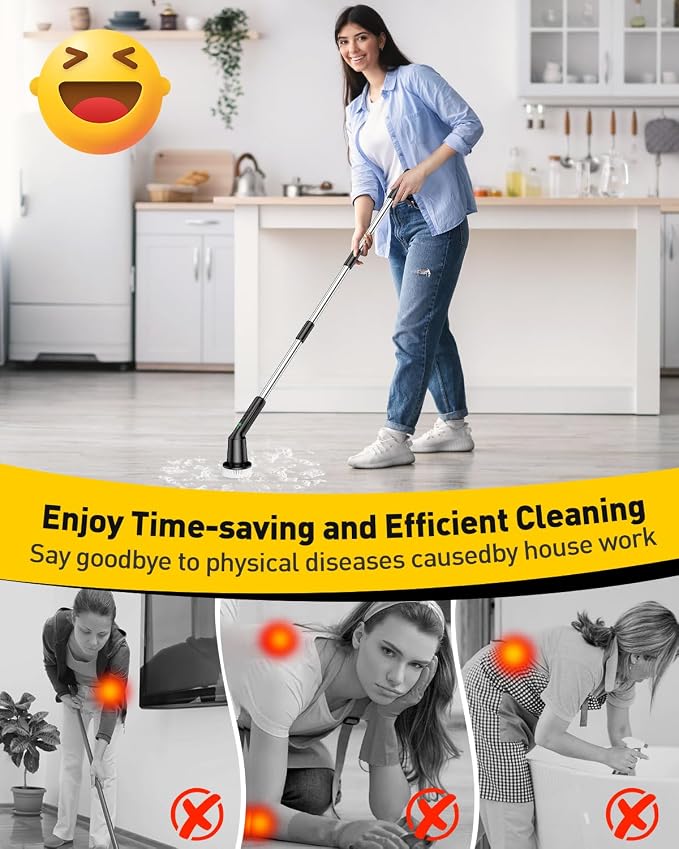 Electric Spin Scrubber for Cleaning Bathroom, Shower Scrubber Cordless Cleaning - Image 2
