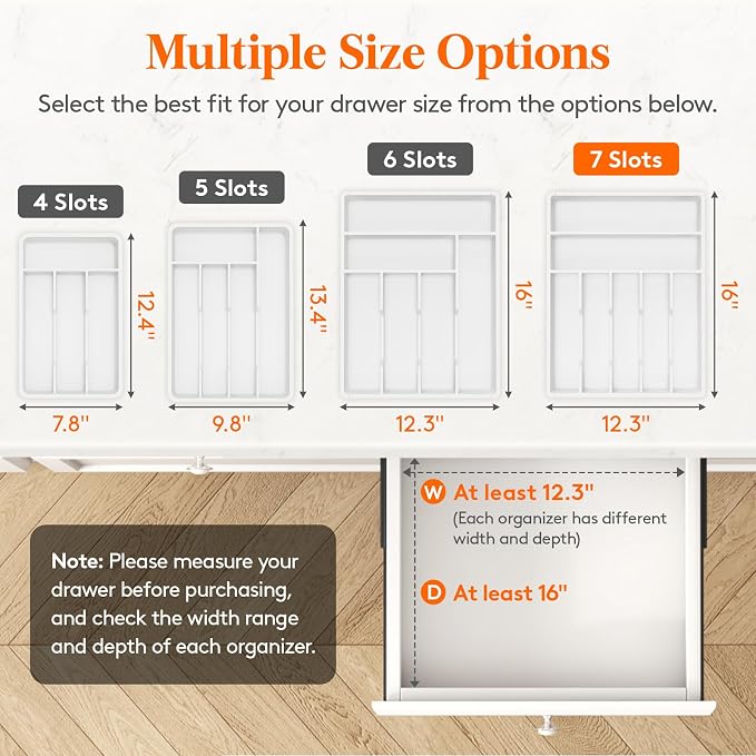Lifewit Silverware Tray, Deep Wide Cutlery Drawer Organizer Storage - Image 2