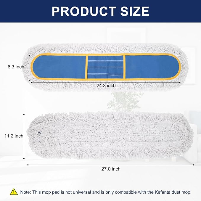 KeFanta 24" Commercial Dust Mop Replacement Heads, 3 Pack Reusable Industrial - Image 3