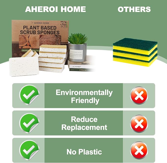 Aheroi Natural Dish Sponge, Organic Eco Friendly Cleaning Sponge - Image 4