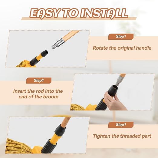 Barydat 55 Inch Lacquered Wood Broom Handle - Image 3