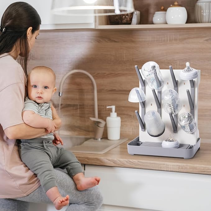 Space Saving Vertical Bottle Drying Rack, Large Countertop Baby Bottle Drying - Image 6