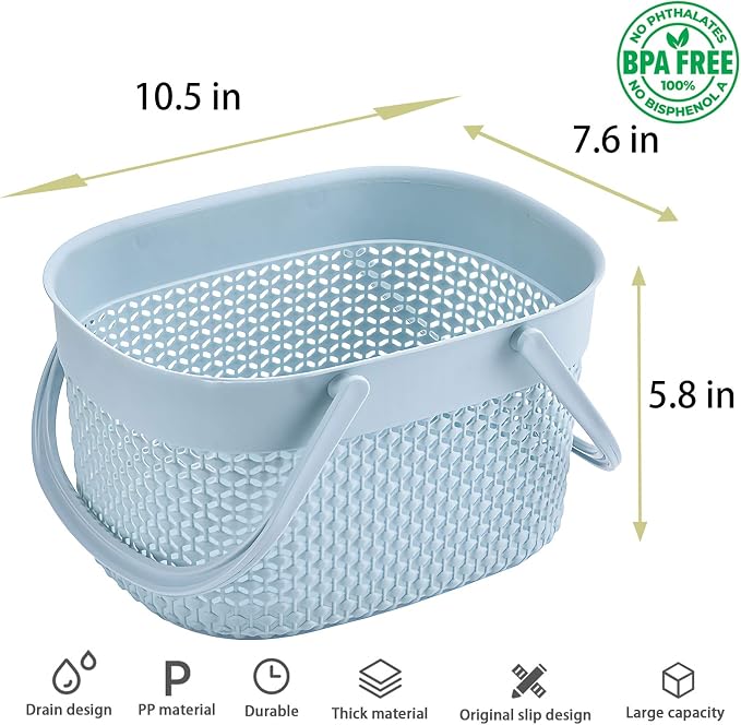rejomiik 2 Pack Plastic Shower Caddy Basket, Portable Organizer Storage Tote - Image 3