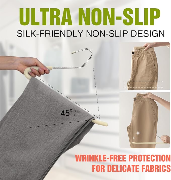 Spring Fever Open Ended Non Slip Sponge Padded Pants Hangers - Image 5