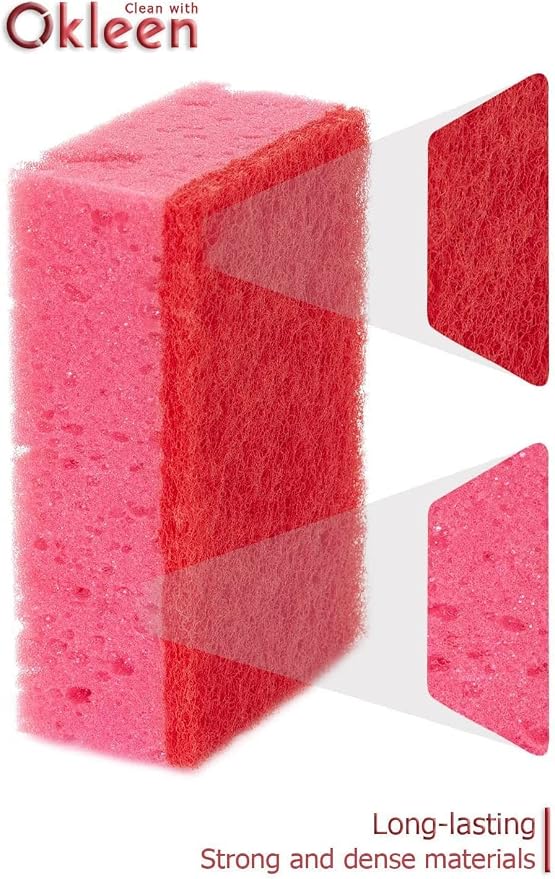 Pink Multi Use Scrub Sponges. Made in Europe. 9 Pack, 4.3x2.8x1.4 inches. - Image 5