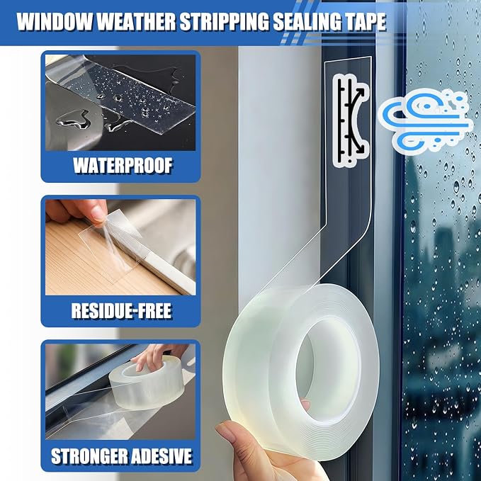 Window Weather Sealing Tape 2 in x 33 FT Weather Stripping Weatherproof Draft - Image 5