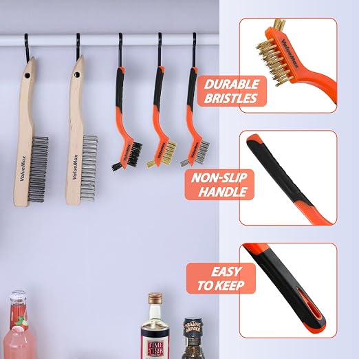 ValueMax Wire Brush Set, Heavy Duty Stainless Steel Wire Scratch Brush - Image 3