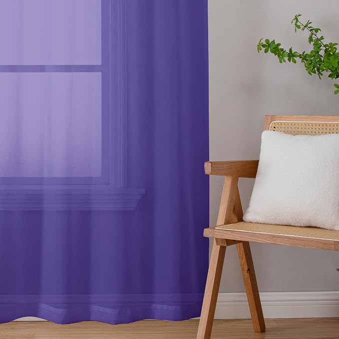 Chyhomenyc Purple Sheer Curtains 72 Inch Length 2 Panels, Light Filtering Soft - Image 6