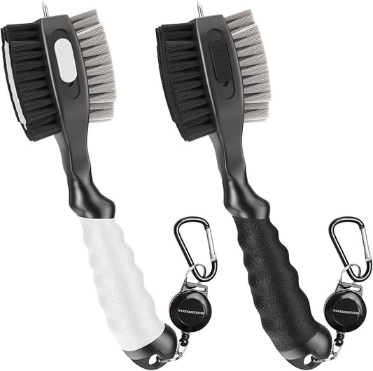 THIODOON 2 Pack Golf Club Brushes and Groove Cleaner 2 ft Retractable Zipline by THIODOON