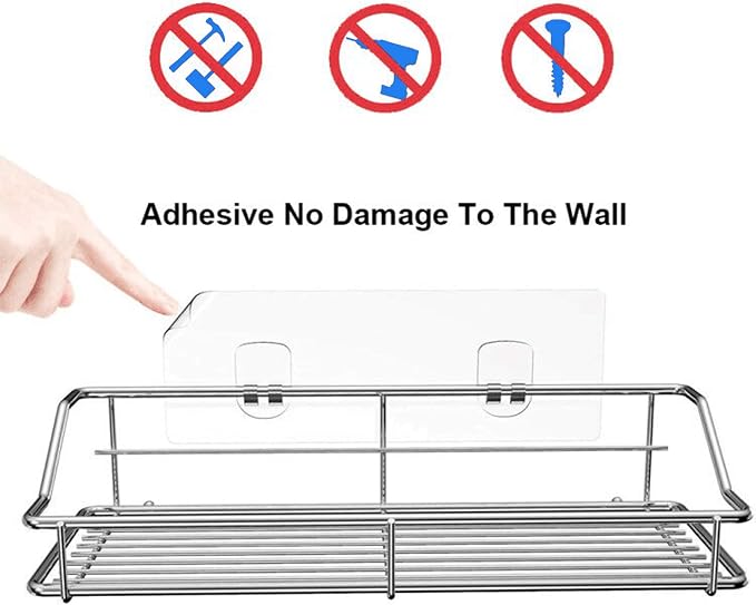 Nieifi Shower Caddy Shelf with Hooks Storage Rack Organizer Adhesive Stainless - Image 5