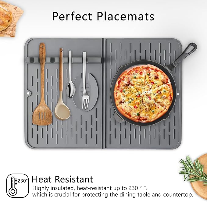 Silicone Dish Drying Mat for Kitchen Counter, Collapsible Dish Drainer Mat - Image 5