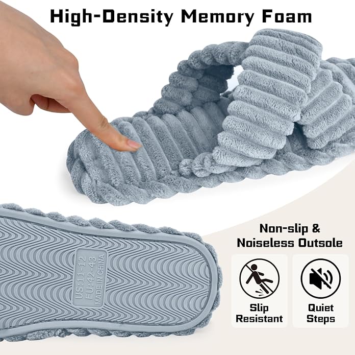 ZOORON Women's Cozy Slippers Crossbands & Durable Foam - Image 2