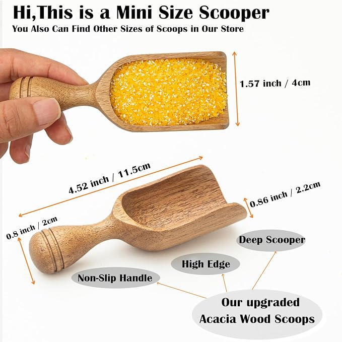 Wooden Scoops for Canisters 4PCS Wooden Scoop for Jars Acacia Mini Measuring - Image 2