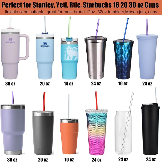 ALINK 10.5 in Long Reusable Plastic Straws - Image 4