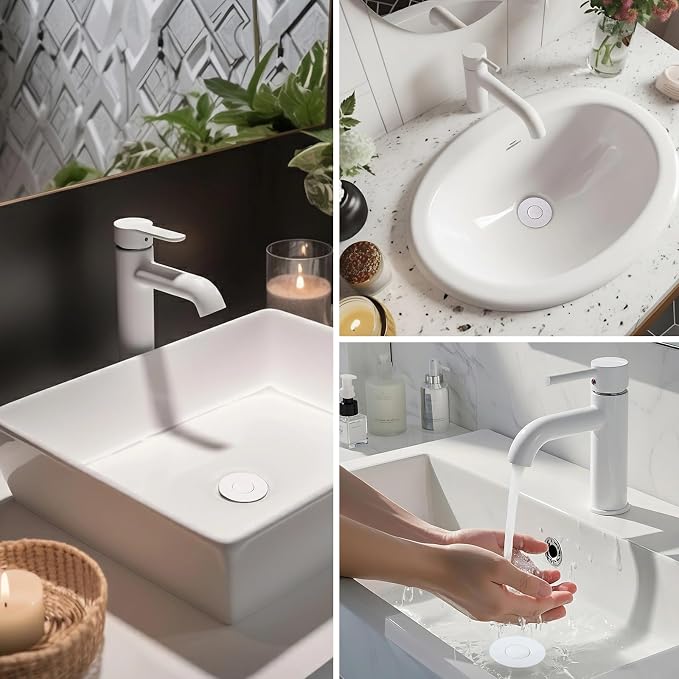 Hibbent 2 Pack 3 in 1 Bathroom Sink Drain Strainer, Universal Pop Up Stopper - Image 9