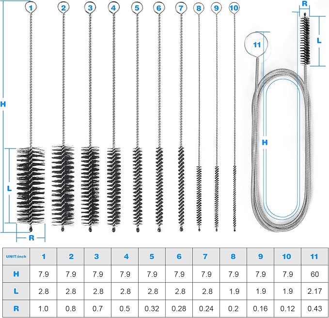 Cleaning Brushes Set, 10 Pieces 8 Inch Nylon Tube Brush + 60 Inch Flexible Long - Image 9