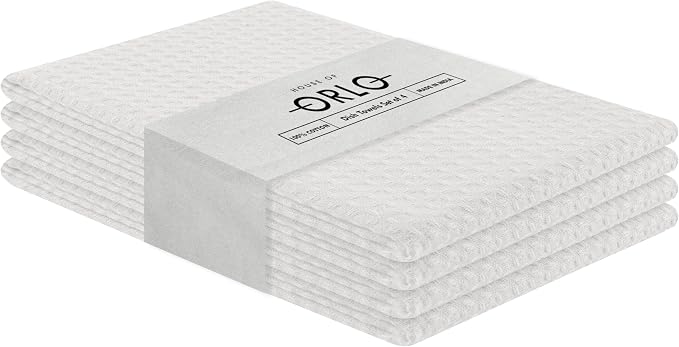 White Waffle Kitchen Towels, 16x26 Inches, 100% Cotton, Quick Drying, and - Image 2