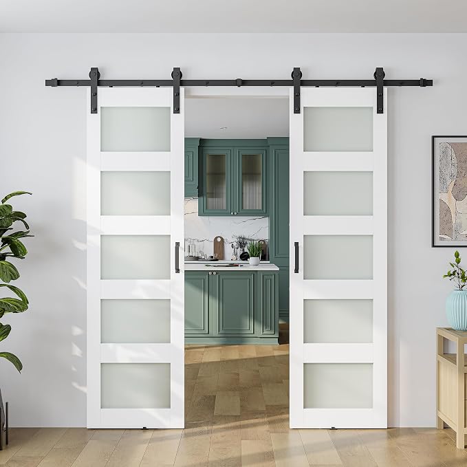 SmartStandard 42 x 84 in Glass Barn Door by SMARTSTANDARD