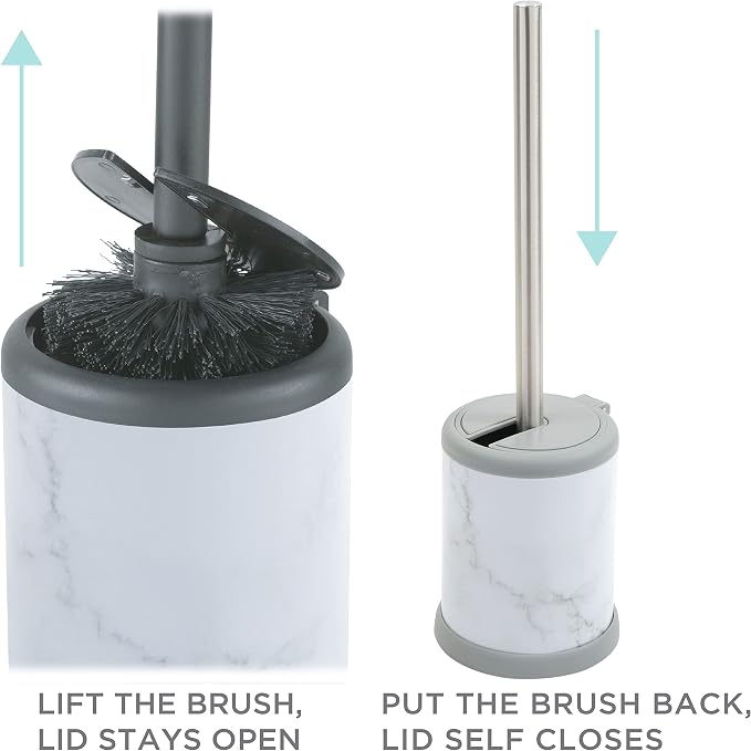 Bath Bliss Toilet Brush and Holder | Self Closing Lid | 360 Degree Brush Head | - Image 2