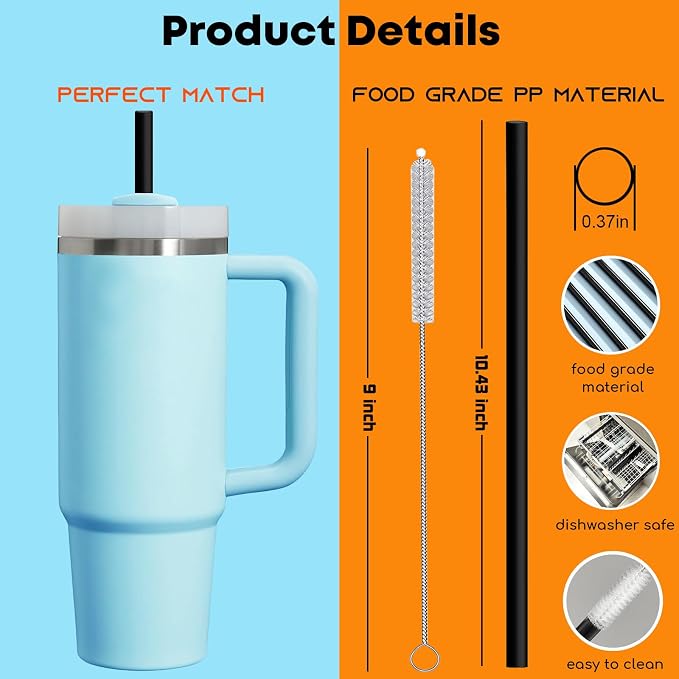 ALINK Black Replacement Straws for Stanley 30 oz Tumbler, DISHWASHER SAFE - Image 2