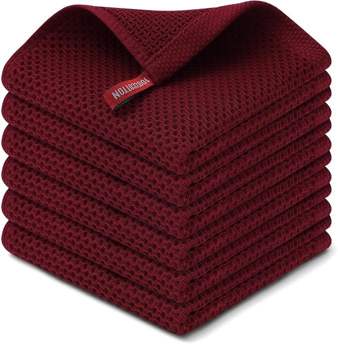 Kitinjoy 100% Cotton Kitchen Dish Cloths, 6 Pack Waffle Weave Ultra Soft by Kitinjoy