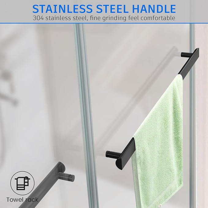 Frameless Sliding Shower Door, 60-64" W x 76" H Glass Shower Door - Image 5
