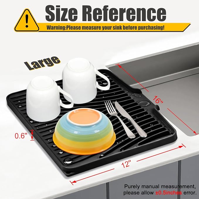Silicone Dish Drying Mat for Kitchen Counter, Dish Drying Pad, Non-Slip Drain - Image 2