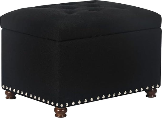 Joveco Storage Ottoman Bench, Rectangle 24″ Linen Foot Rest Stool Square by Joveco