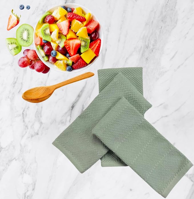 Serafina Home Sage Green Kitchen Dish Towels: 100% Cotton Cloth Soft Cleaning - Image 4